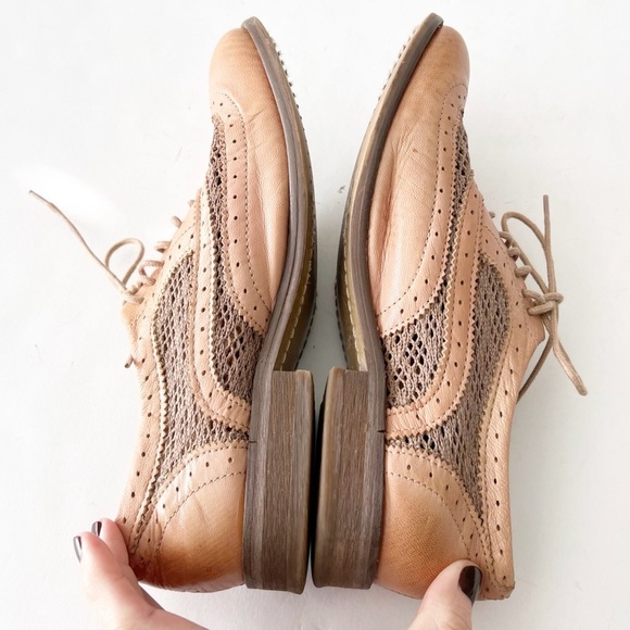 Bronx Oxford Style Lace Up Shoes Open Netting lace like neutral vintage vibes - Picture 4 of 8